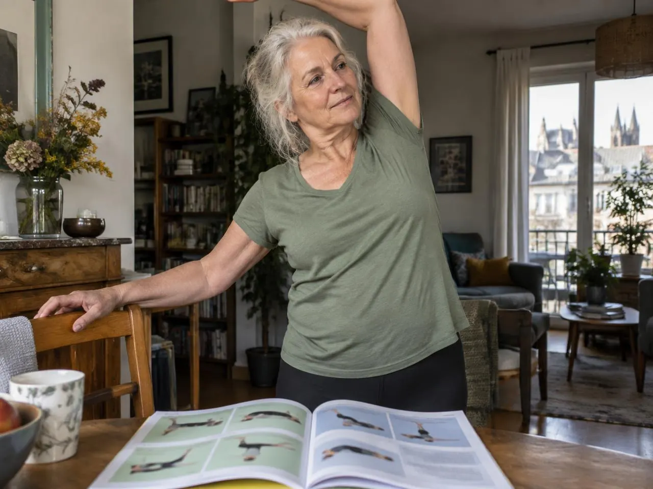 Pratique du Pilates doux à la maison, scène 1